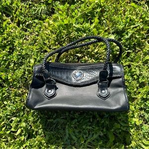 black handbag with silver detail